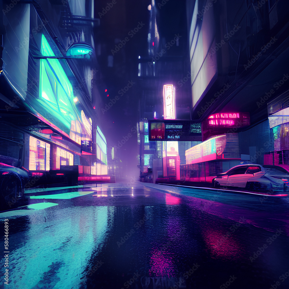 neon city at night