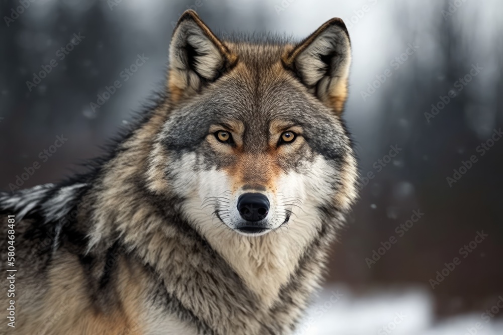 Fototapeta premium canis lupus, canis lupus, gray wolf. Generative AI
