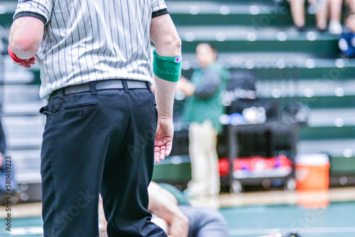 abstract view of a referee and wrestling men