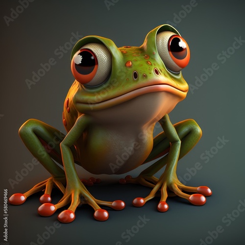 realistic frog isolated in white background  GENERATIVE AI