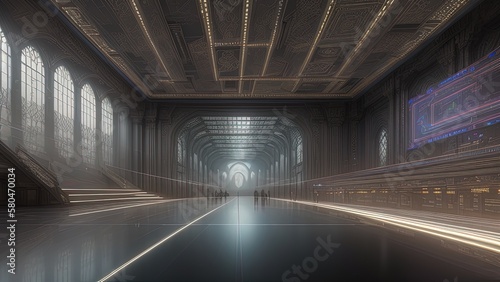 Interiors of the haute couture home of the future. SCI-FI style illustration