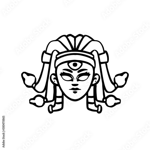 Vector Illustration of Hand drawn Medusa Head Line Drawing