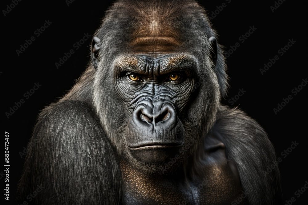 Fototapeta premium A woman Western Lowland Gorilla. Generative AI