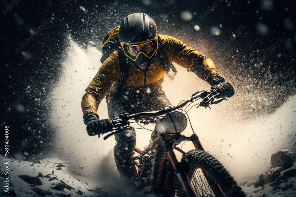 Fototapeta premium biker in action created with Generative AI technology