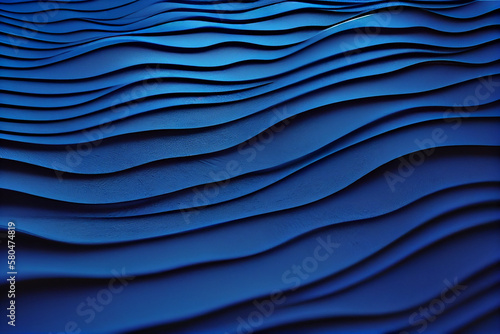 abstract blue background with smooth wavy lines.generative ai