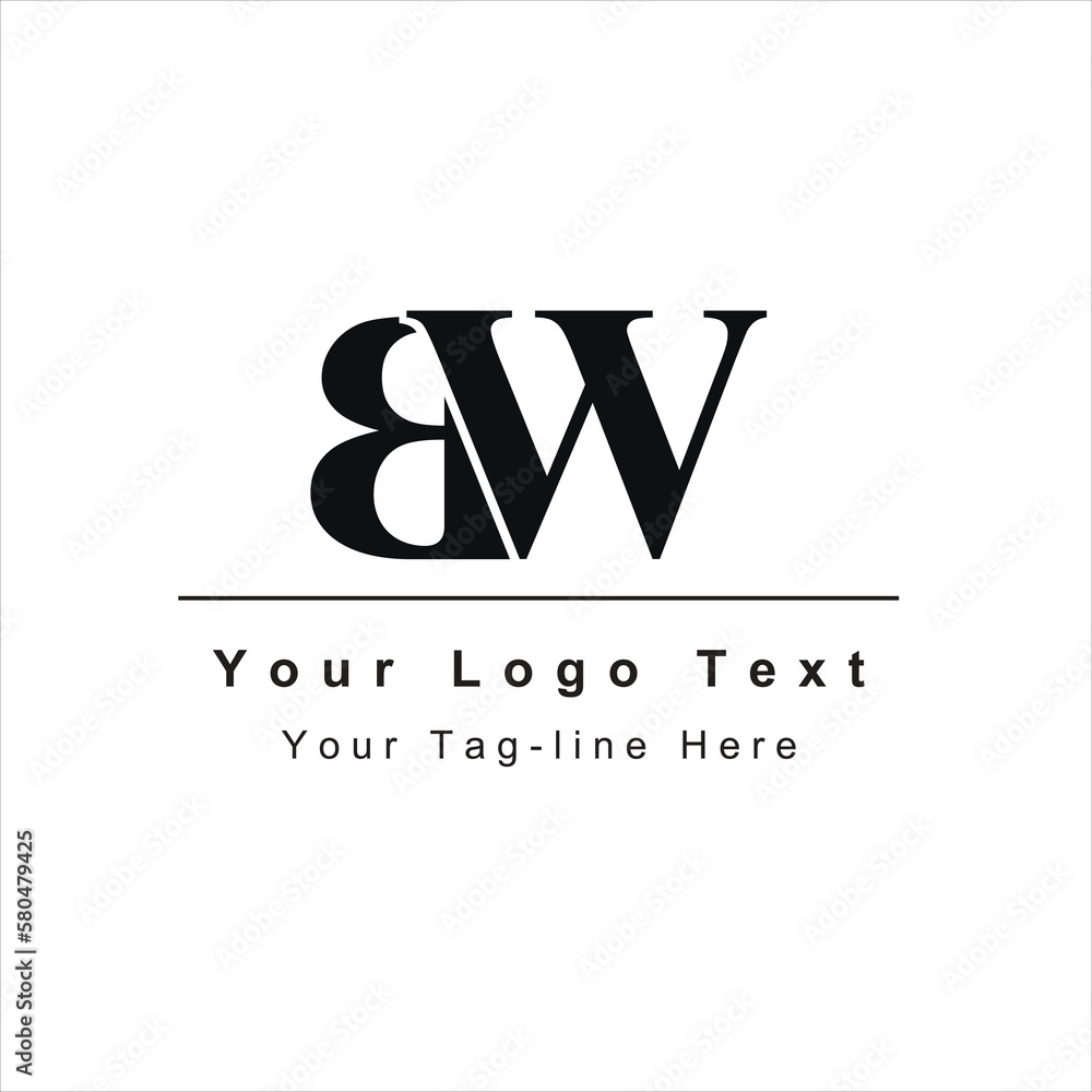 Fototapeta premium BW or WB letter logo. Unique attractive creative modern initial BW WB B W initial based letter icon logo