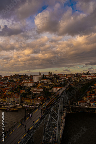 Sunset Splendor: Captivating View of the Dom Luís Bridge in Porto, Portugal