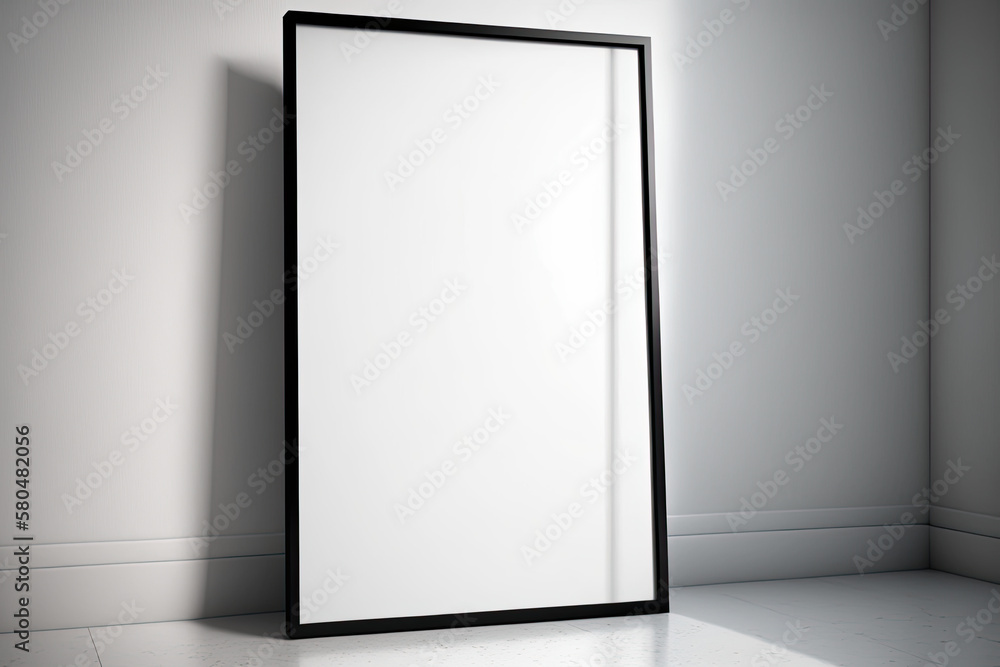 Mockup vertical black frame close up on wall Mockup vertical black frame close up on wall