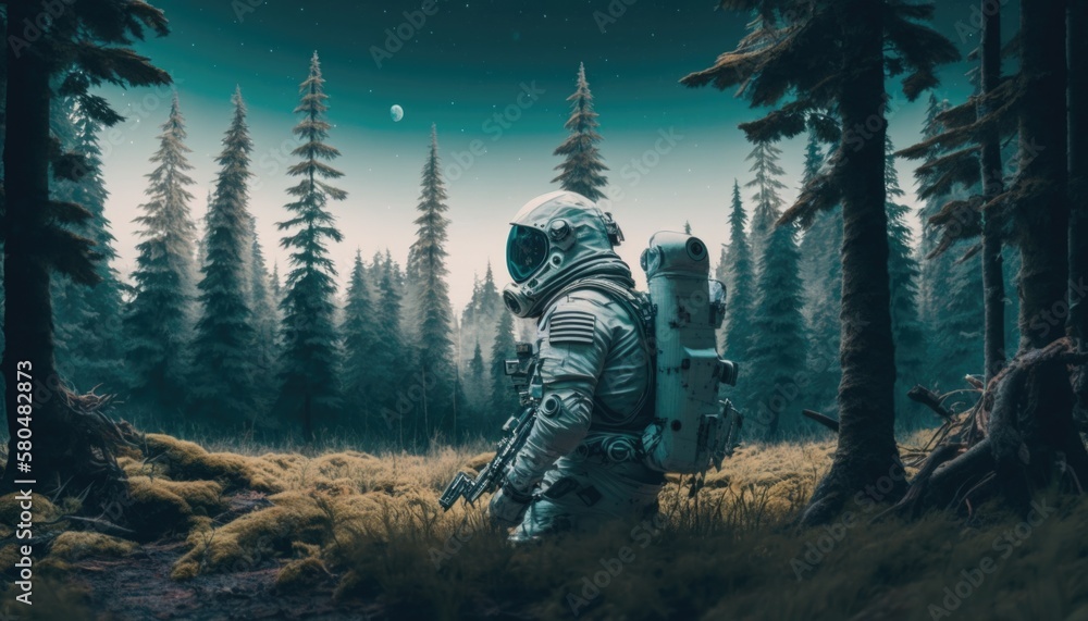 an astronaut in the middle of a forest generative ai an astronaut in the middle of a forest generative ai