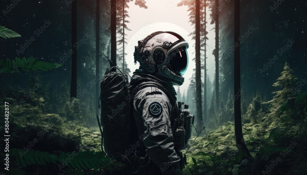 an astronaut in the middle of a forest generative ai an astronaut in the middle of a forest generative ai