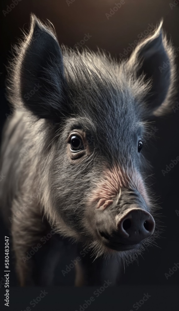 a pig with a black background generative ai a pig with a black background generative ai