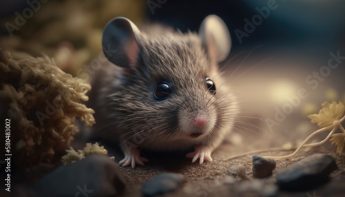 a mouse in the grass generative ai © Francheska