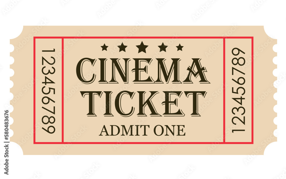 Obraz premium Vector cinema ticket. Vector flat ticket illustration. ticket icon. Cinema ticket