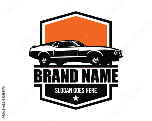 Ford mustang Mach car logo. isolated white background view from side. Best for badge, emblem, icon, sticker design, car industry. available in eps 10.