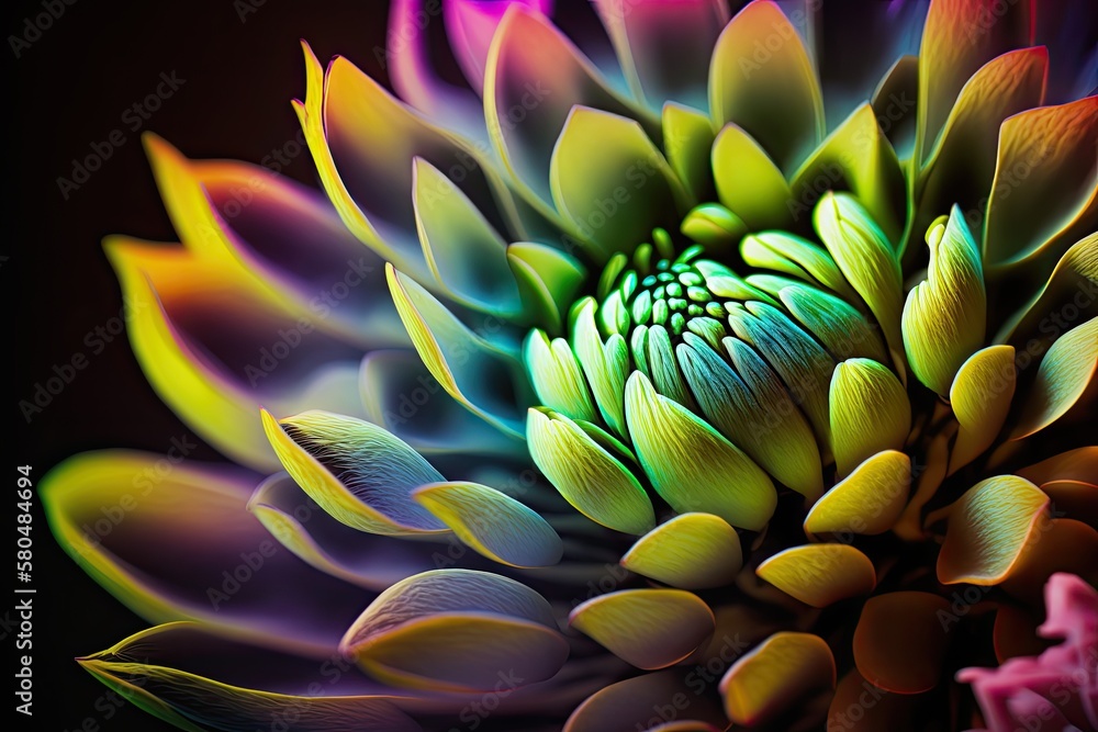 Obraz premium Abstract vector colorful flower macro background. AI generative