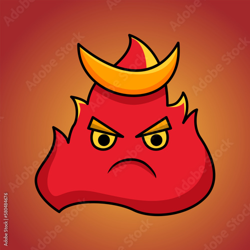 Fototapeta Naklejka Na Ścianę i Meble -  Fire emoji character cartoon illustration