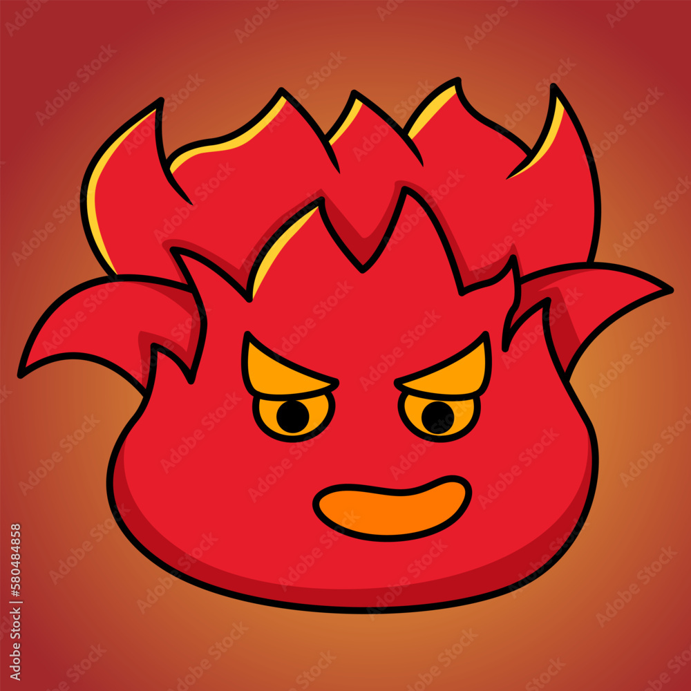 Fire emoji character cartoon illustration