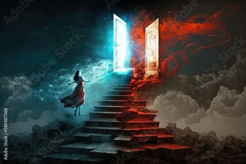 Confused soul about where to go to heaven or hell, Generative AI