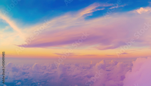 Aerial view of sunset sky abstract background. Generative ai. © tonktiti