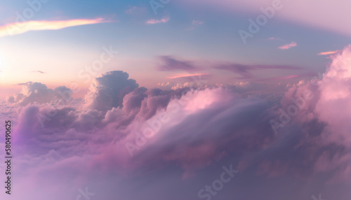 Aerial view of sunset sky abstract background. Generative ai.