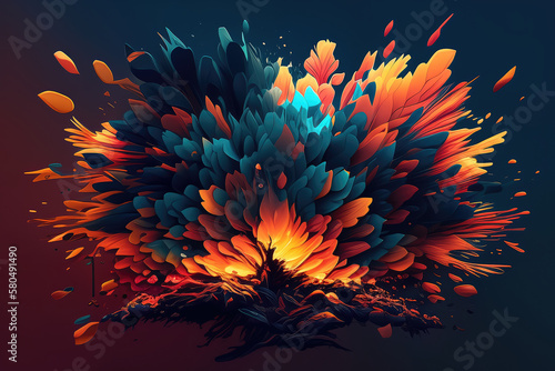 Dynamic Explosion of Vibrant Shapes and Colors  generative ai