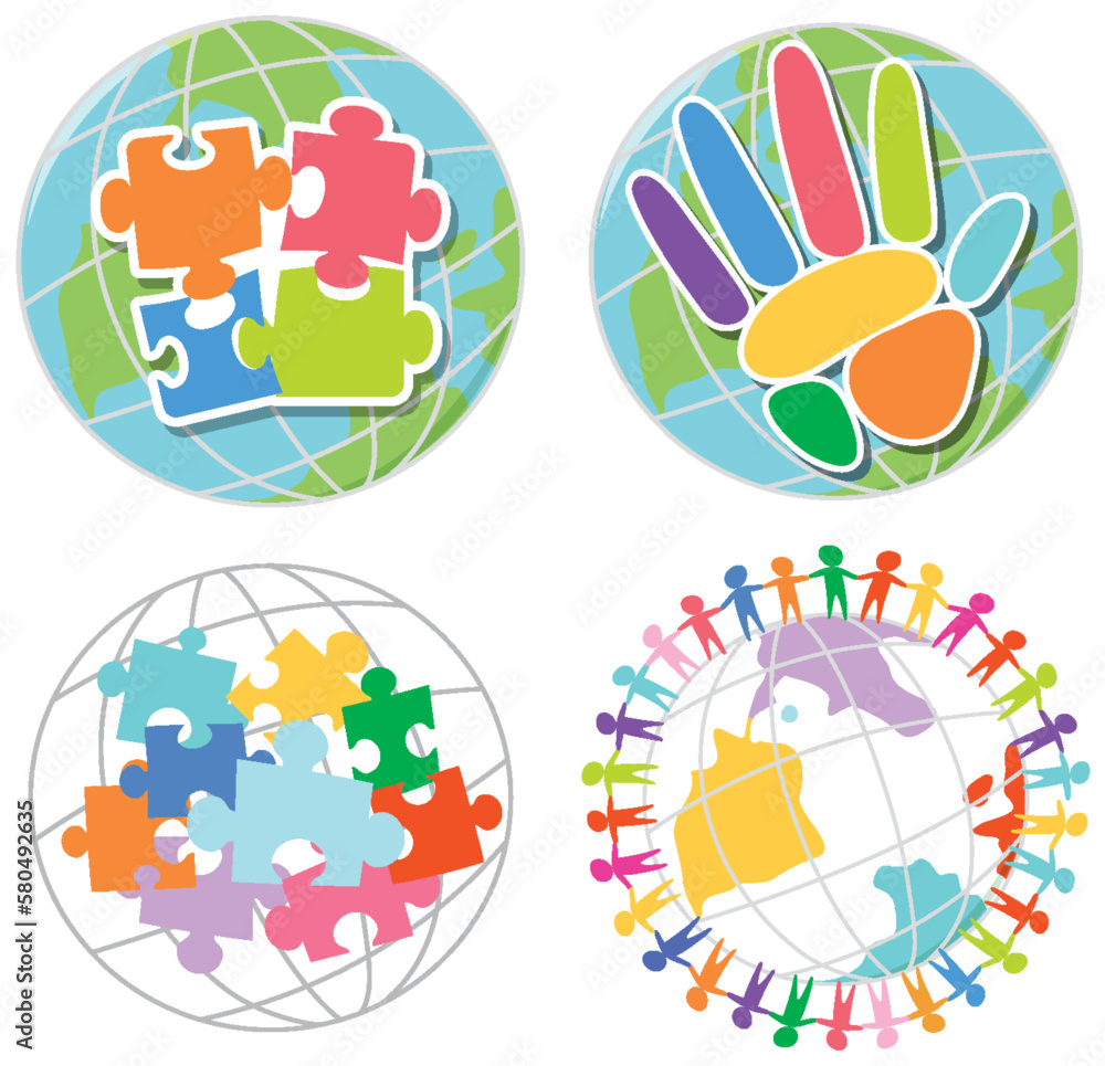 Fototapeta premium Jigsaw puzzle colourful in different forms