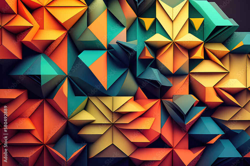Interlocking Geometric Shapes of Bold Colors, generative ai Interlocking Geometric Shapes of Bold Colors, generative ai