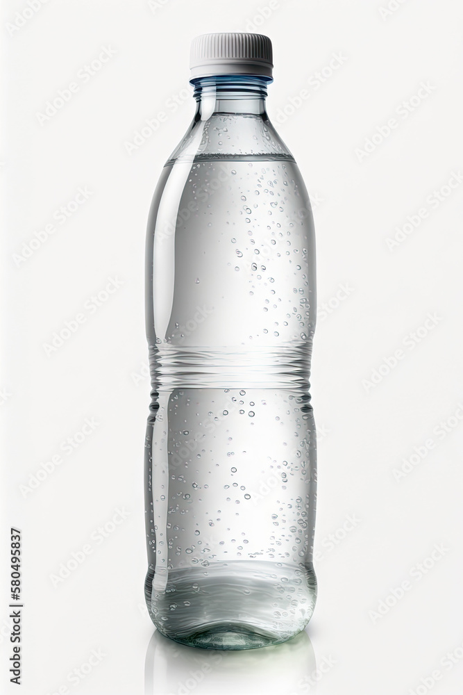 Clear plastic bottle of refreshing cold water created with Generative AI technology Clear plastic bottle of refreshing cold water created with Generative AI technology
