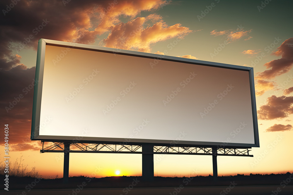 blank billboard at sunset for advertisement made with generative ai blank billboard at sunset for advertisement made with generative ai