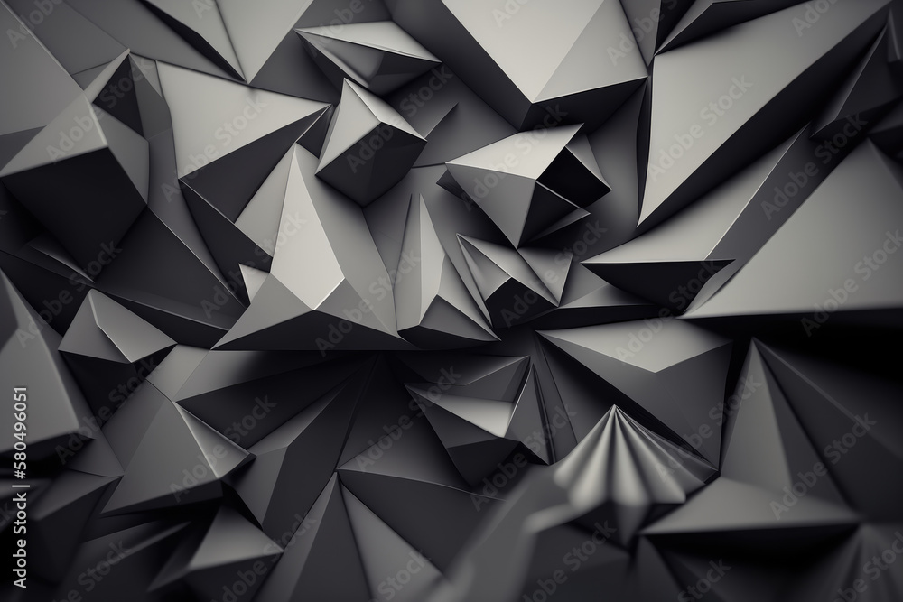 Abstract wallpaper with monochromatic triangles and polygons, arranged in a dynamic and energetic composition, generative ai Abstract wallpaper with monochromatic triangles and polygons, arranged in a dynamic and energetic composition, generative ai
