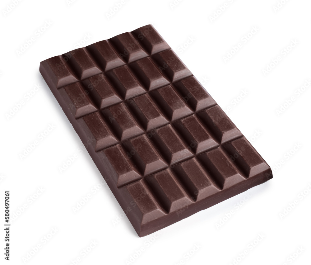 Delicious dark chocolate bar isolated on white Delicious dark chocolate bar isolated on white