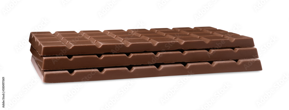 Delicious milk chocolate bars isolated on white Delicious milk chocolate bars isolated on white