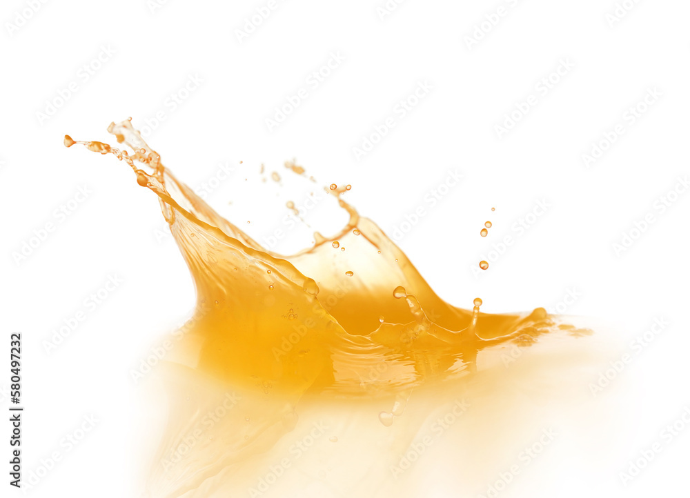 Obraz premium Splashing tasty fresh juice on white background