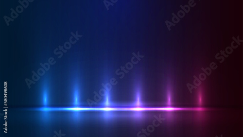 Abstract glowing neon, ultraviolet, spectrum vibrant colors and laser showlights floor background. entrance or festival concept. vector design.