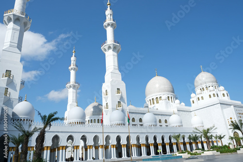 Surakarta, Indonesia - March 11 2023 : Beautiful architecture of the Sheikh Zayed Mosque, place of worship for muslim in Solo Indonesia
 photo