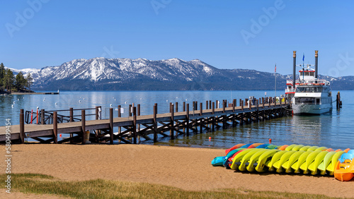 Zephyr Cove - A quiet sunny Spring morning at Zephyr Cove beach, Lake Tahoe, California-Nevada, USA. © Sean Xu