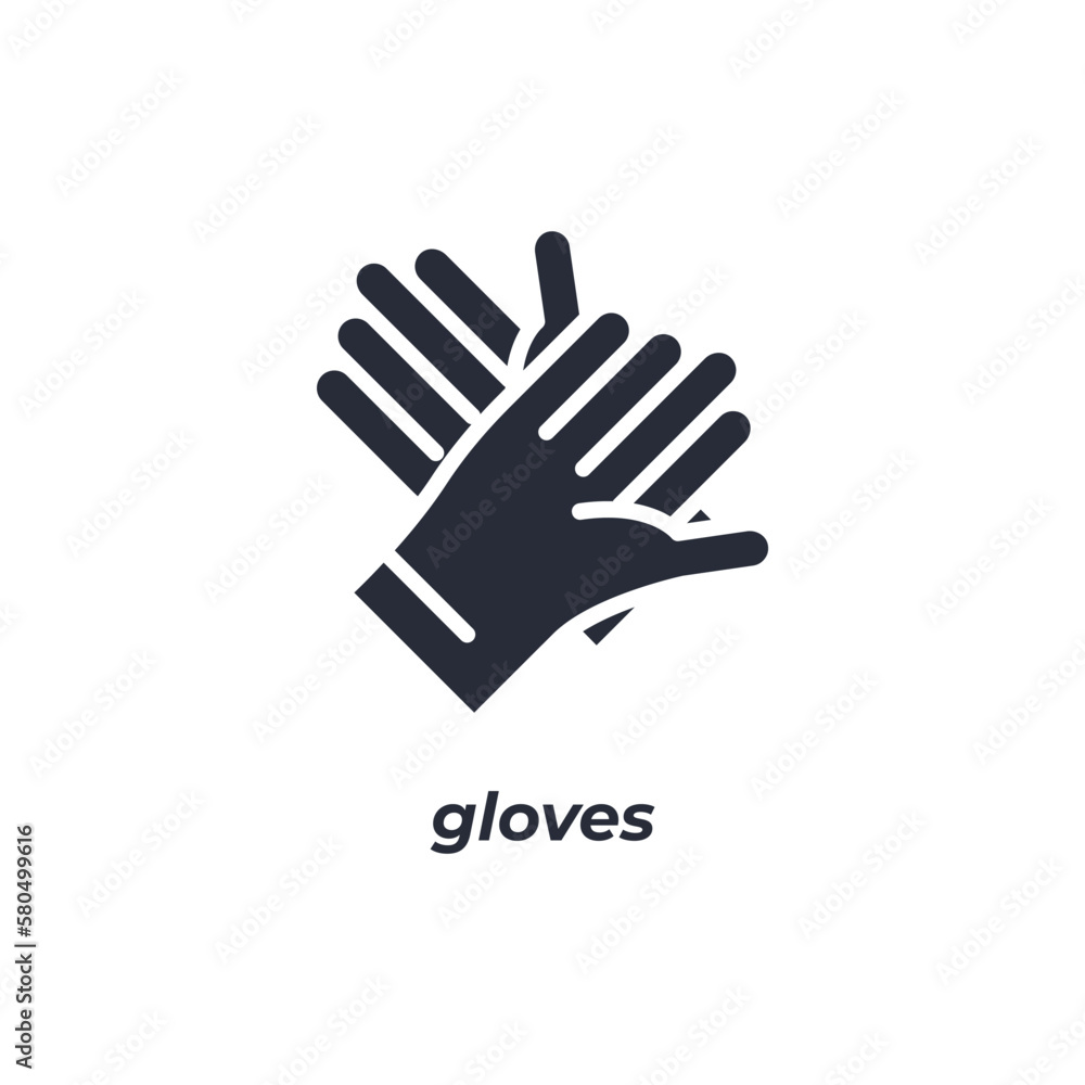 Vector sign gloves symbol is isolated on a white background. icon color editable. Vector sign gloves symbol is isolated on a white background. icon color editable.