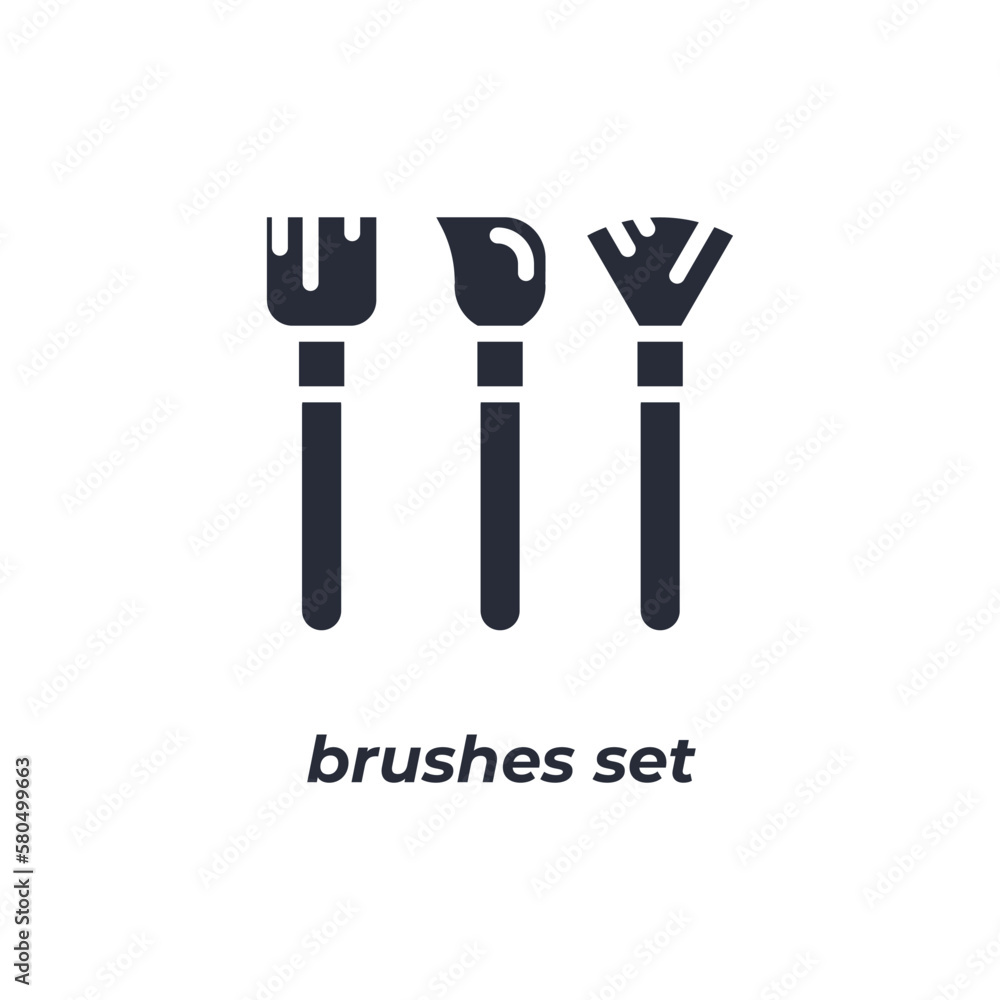 Fototapeta premium Vector sign brushes set symbol is isolated on a white background. icon color editable.