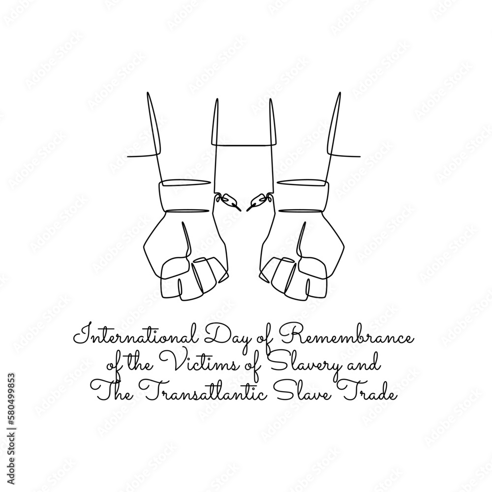 single line art of international day of remembrance of the victims of slavery and the transatlantic slave trade celebrate. line art. illustration.