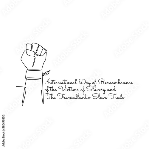 single line art of international day of remembrance of the victims of slavery and the transatlantic slave trade celebrate. line art. illustration.