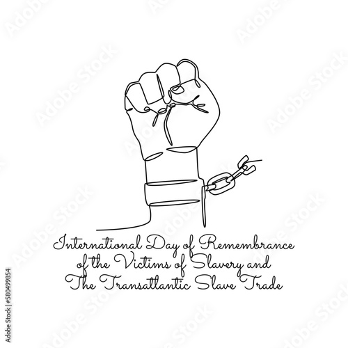 single line art of international day of remembrance of the victims of slavery and the transatlantic slave trade celebrate. line art. illustration.