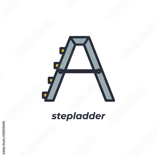 Vector sign stepladder symbol is isolated on a white background. icon color editable.