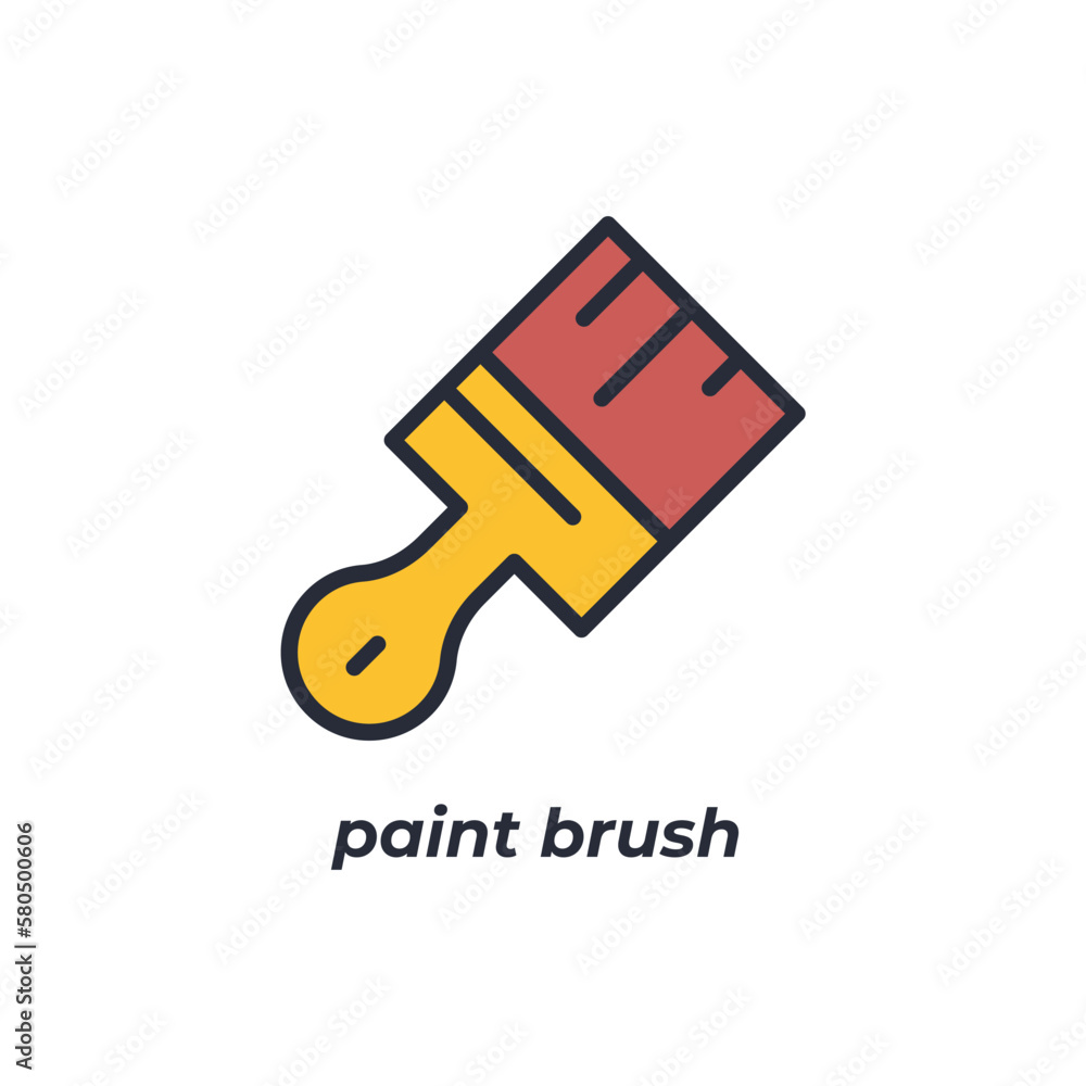Vector sign paint brush symbol is isolated on a white background. icon color editable. Vector sign paint brush symbol is isolated on a white background. icon color editable.