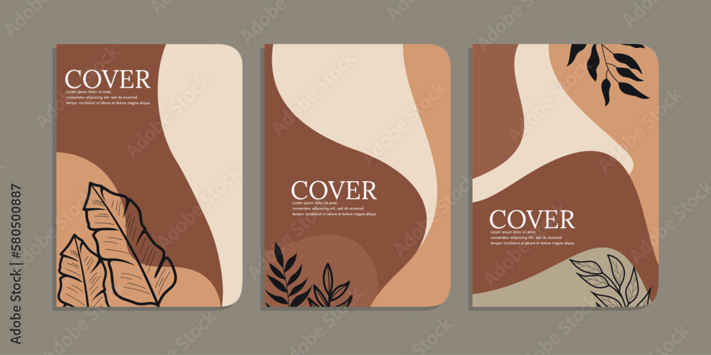 set of book cover template with hand drawn plant decorations. abstract retro botanical background.size A4 For notebooks, diary, invitation, planners, brochures, books, catalogs set of book cover template with hand drawn plant decorations. abstract retro botanical background.size A4 For notebooks, diary, invitation, planners, brochures, books, catalogs