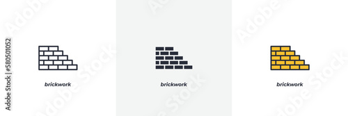 brickwork icon. Line, solid and filled outline colorful version, outline and filled vector sign. Idea Symbol, logo illustration. Vector graphics