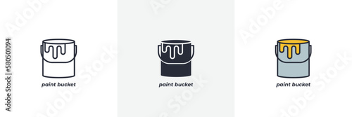 paint bucket icon. Line, solid and filled outline colorful version, outline and filled vector sign. Idea Symbol, logo illustration. Vector graphics