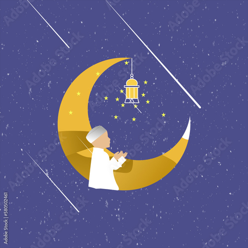 Ramadhan Illustration - Moon Flat Illustration for Ramadhan photo
