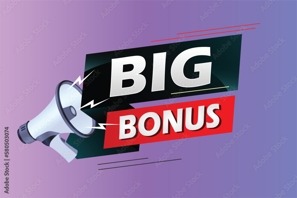 Big bonus word concept vector illustration with megaphone and 3d style ...