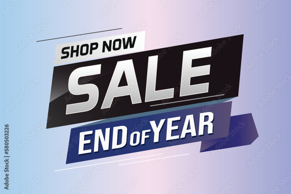 Obraz premium End of year Sale word concept vector illustration with lines and 3d style, landing page, template, ui, web, mobile app, poster, banner, flyer, background, gift card, coupon, label, wallpaper