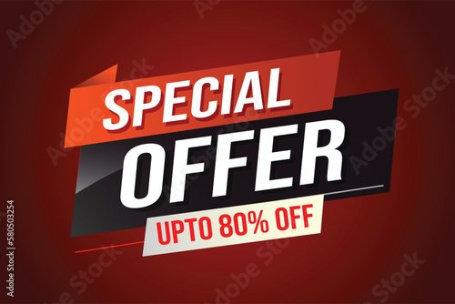 Special offer word concept vector illustration red modern futuristic 3d style for landing page template ui web mobile app poster banner flyer background gift card coupon label wallpaper	